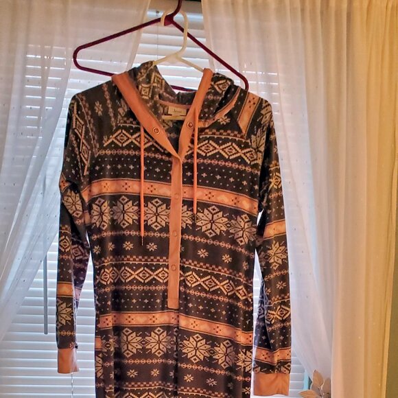 Hooded Velour Onesie Unionsuit Pajamas - Picture 1 of 5